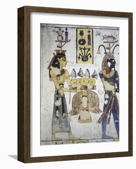 Egypt, Thebes, Luxor, Valley of the Kings, Tomb of Ramses III, Mural Painting of Ritual Offerings-null-Framed Giclee Print