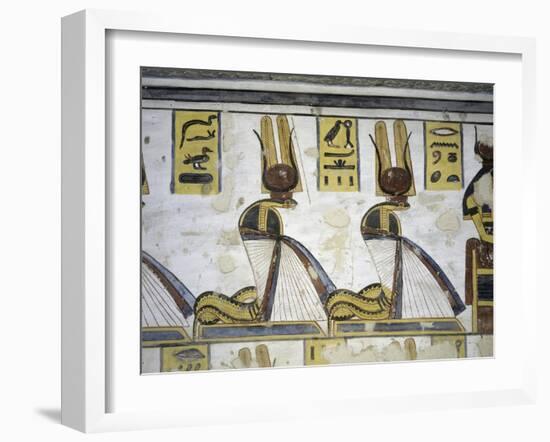 Egypt, Thebes, Luxor, Valley of the Kings, Tomb of Ramses III, Mural Painting of Serpent Kings-null-Framed Giclee Print
