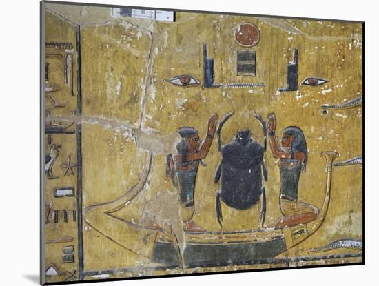 Egypt, Thebes, Luxor, Valley of the Kings, Tomb of Seti I, Mural Painting of Scarab Beetle-null-Mounted Giclee Print
