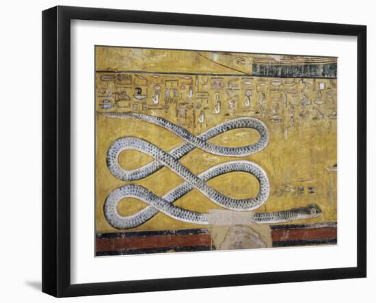 Egypt, Thebes, Luxor, Valley of the Kings, Tomb of Seti I, Mural Painting with Snake Motif-null-Framed Giclee Print