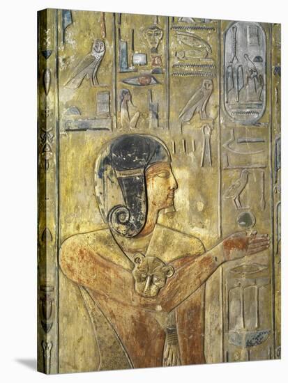 Egypt, Thebes, Luxor, Valley of the Kings, Tomb of Seti I, Relief Depicting Horus in Feline Skin-null-Stretched Canvas