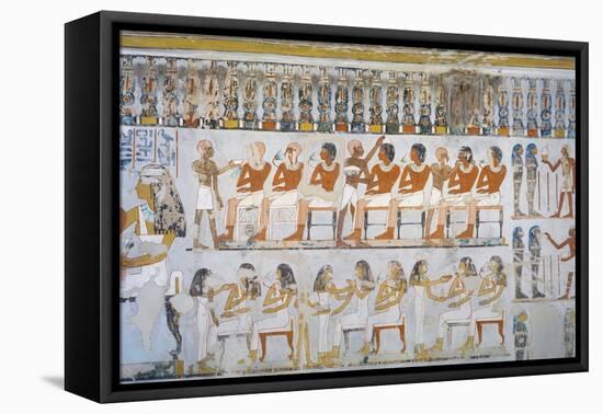 Egypt, Thebes, Valley of the Kings, Tomb of Suemnut, King's Cup-Bearer Detail: Musicians and Women-null-Framed Stretched Canvas