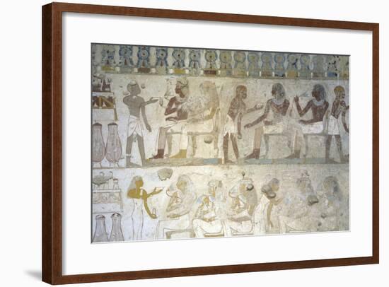 Egypt, Tomb of Army Commander Amenemheb Meh, Mural Painting Depicting Votive Offerings-null-Framed Giclee Print