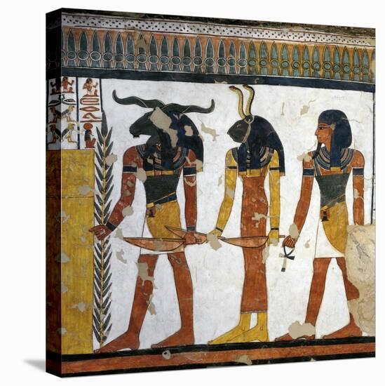Egypt, Tomb of Nefertari, Mural Painting from Illustrated Book of the Dead, Chapter 144-null-Stretched Canvas