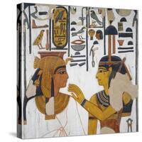 Egypt, Tomb of Nefertari, Mural Painting of Goddess Isis and Queen on Pillar in Burial Chamber-null-Stretched Canvas