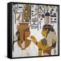 Egypt, Tomb of Nefertari, Mural Painting of Goddess Isis and Queen on Pillar in Burial Chamber-null-Framed Stretched Canvas