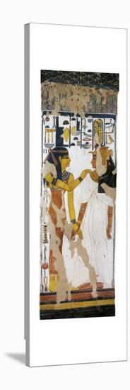 Egypt, Tomb of Nefertari, Mural Painting of Isis and Queen on Pillar in Burial Chamber-null-Stretched Canvas