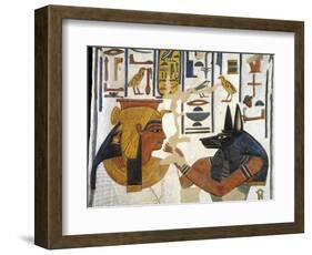 Egypt, Tomb of Nefertari, Mural Painting of Queen before God Anubis in Burial Chamber-null-Framed Giclee Print