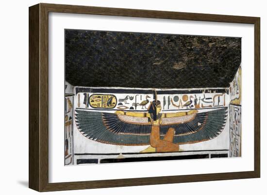 Egypt, Tomb of Nefertari, Mural Paintings of Goddess Ma'At with Spread Wings in Burial Chamber-null-Framed Giclee Print