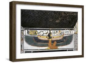 Egypt, Tomb of Nefertari, Mural Paintings of Goddess Ma'At with Spread Wings in Burial Chamber-null-Framed Giclee Print