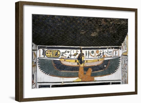 Egypt, Tomb of Nefertari, Mural Paintings of Goddess Ma'At with Spread Wings in Burial Chamber-null-Framed Giclee Print