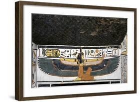 Egypt, Tomb of Nefertari, Mural Paintings of Goddess Ma'At with Spread Wings in Burial Chamber-null-Framed Giclee Print