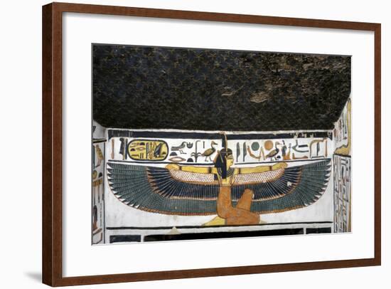 Egypt, Tomb of Nefertari, Mural Paintings of Goddess Ma'At with Spread Wings in Burial Chamber-null-Framed Giclee Print