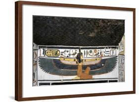 Egypt, Tomb of Nefertari, Mural Paintings of Goddess Ma'At with Spread Wings in Burial Chamber-null-Framed Giclee Print