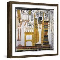 Egypt, Tomb of Nefertari, Mural Paintings, Queen before God Ptah and Osiris Form 'Djed' Pillar-null-Framed Giclee Print