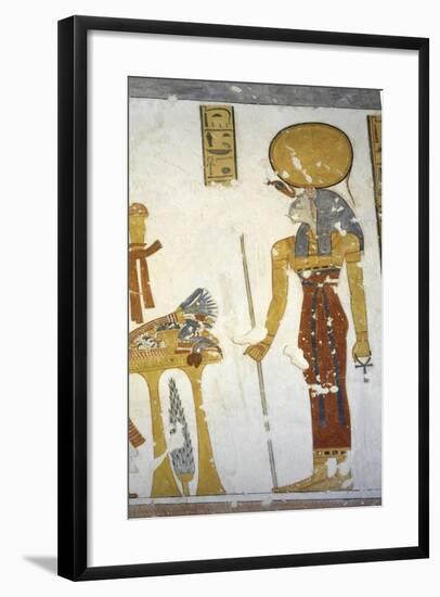 Egypt, Tomb of Prince Mentuherkhepeshef, Mural Painting of Cat-Head Goddess Bastet-null-Framed Giclee Print