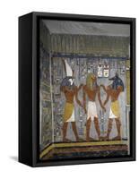 Egypt, Tomb of Ramses I, Mural Painting of Pharaoh Between Harsiesis and Anubis in Burial Chamber-null-Framed Stretched Canvas