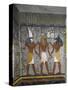 Egypt, Tomb of Ramses I, Mural Painting of Pharaoh Between Harsiesis and Anubis in Burial Chamber-null-Stretched Canvas