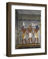 Egypt, Tomb of Ramses I, Mural Painting of Pharaoh Between Harsiesis and Anubis in Burial Chamber-null-Framed Giclee Print