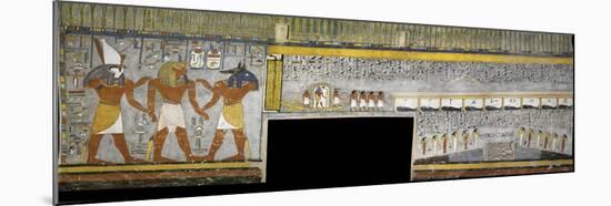 Egypt, Tomb of Ramses I, Mural Painting of Pharaoh Between Harsiesis and Anubis-null-Mounted Giclee Print