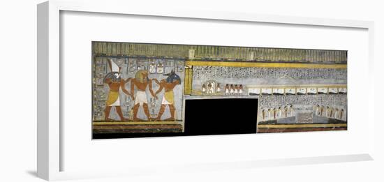 Egypt, Tomb of Ramses I, Mural Painting of Pharaoh Between Harsiesis and Anubis-null-Framed Giclee Print