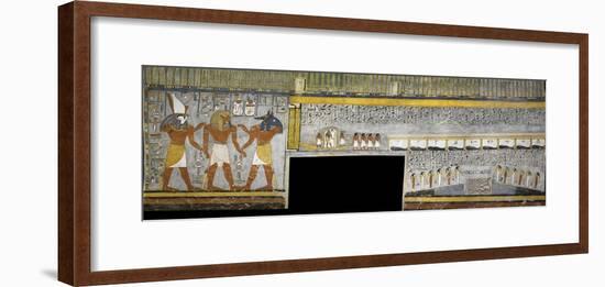 Egypt, Tomb of Ramses I, Mural Painting of Pharaoh Between Harsiesis and Anubis-null-Framed Giclee Print