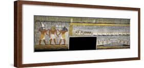 Egypt, Tomb of Ramses I, Mural Painting of Pharaoh Between Harsiesis and Anubis-null-Framed Giclee Print