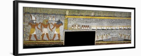 Egypt, Tomb of Ramses I, Mural Painting of Pharaoh Between Harsiesis and Anubis-null-Framed Giclee Print