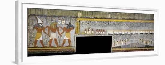 Egypt, Tomb of Ramses I, Mural Painting of Pharaoh Between Harsiesis and Anubis-null-Framed Giclee Print