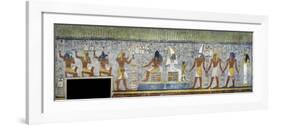 Egypt, Tomb of Ramses I, Mural Painting of Pharaoh Kneeling Between Harsiesis and Anubis-null-Framed Giclee Print