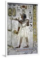 Egypt, Tomb of Ramses III, Mural Painting of Feline Skin, Bed and Headrest, from Twentieth Dynasty-null-Framed Giclee Print