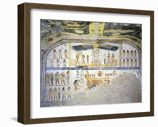 Egypt, Tomb of Ramses IX, Mural Paintings on Back Wall of Burial Chamber from Twentieth Dynasty-null-Framed Giclee Print