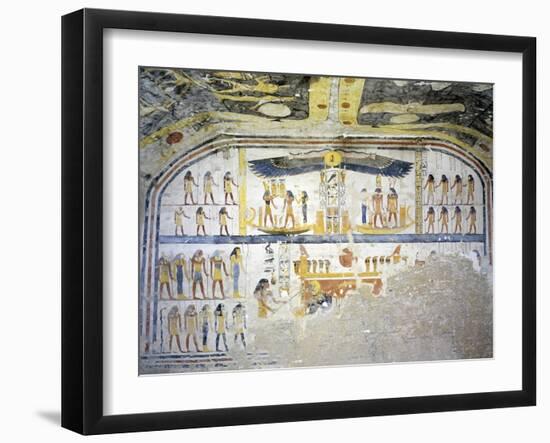 Egypt, Tomb of Ramses IX, Mural Paintings on Back Wall of Burial Chamber from Twentieth Dynasty-null-Framed Giclee Print