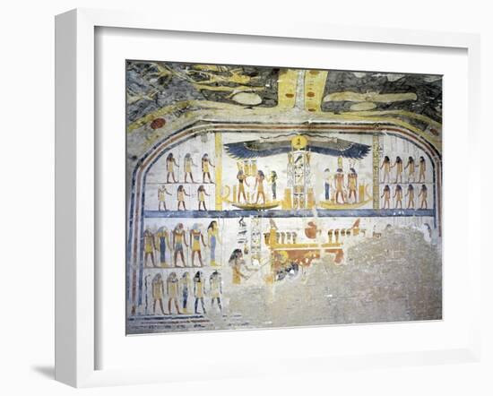 Egypt, Tomb of Ramses IX, Mural Paintings on Back Wall of Burial Chamber from Twentieth Dynasty-null-Framed Giclee Print