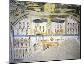 Egypt, Tomb of Ramses IX, Mural Paintings on Back Wall of Burial Chamber from Twentieth Dynasty-null-Mounted Giclee Print
