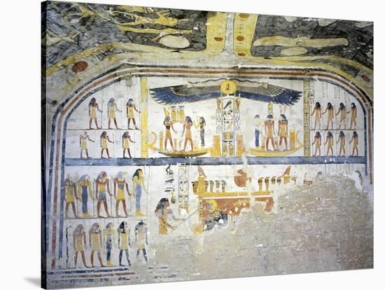 Egypt, Tomb of Ramses IX, Mural Paintings on Back Wall of Burial Chamber from Twentieth Dynasty-null-Stretched Canvas
