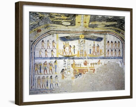 Egypt, Tomb of Ramses IX, Mural Paintings on Back Wall of Burial Chamber from Twentieth Dynasty-null-Framed Giclee Print