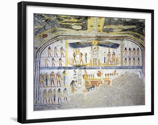 Egypt, Tomb of Ramses IX, Mural Paintings on Back Wall of Burial Chamber from Twentieth Dynasty-null-Framed Giclee Print