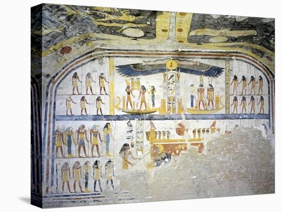 Egypt, Tomb of Ramses IX, Mural Paintings on Back Wall of Burial Chamber from Twentieth Dynasty-null-Stretched Canvas