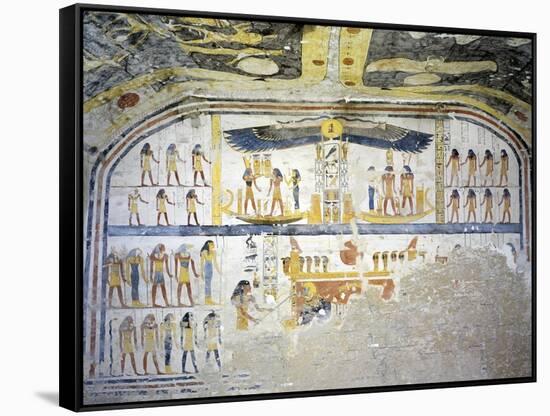 Egypt, Tomb of Ramses IX, Mural Paintings on Back Wall of Burial Chamber from Twentieth Dynasty-null-Framed Stretched Canvas