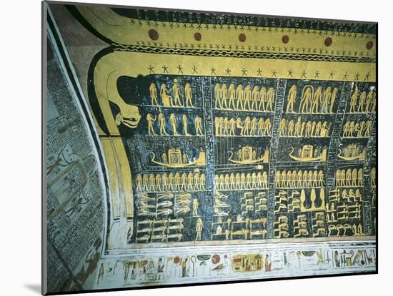 Egypt, Tomb of Ramses VI, Painted Ceiling Illustrating Book of the Day and Book of Night Cosmology-null-Mounted Giclee Print