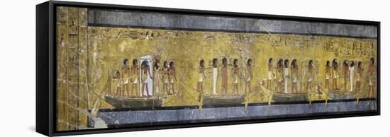 Egypt, Tomb of Seti I, Mural Painting of People on Boats from 19th Dynasty in Burial Chamber-null-Framed Stretched Canvas