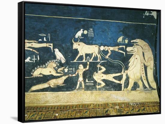 Egypt, Tomb of Seti I, Mural Paintings of Stars and Constellations on Ceiling of Burial Chamber-null-Framed Stretched Canvas