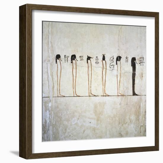 Egypt, Tomb of Thutmose III, Burial Chamber, Pillars, Mural Paintings, Illustrated Litany of Ra-null-Framed Giclee Print