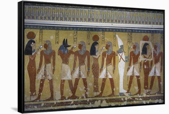 Egypt, Tomb of Thutmose IV, Mural Painting of Adoration of the Gods Osiris, Anubis and Isis-null-Framed Stretched Canvas