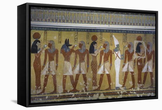 Egypt, Tomb of Thutmose IV, Mural Painting of Adoration of the Gods Osiris, Anubis and Isis-null-Framed Stretched Canvas