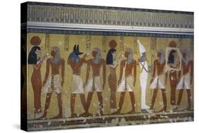 Egypt, Tomb of Thutmose IV, Mural Painting of Adoration of the Gods Osiris, Anubis and Isis-null-Stretched Canvas