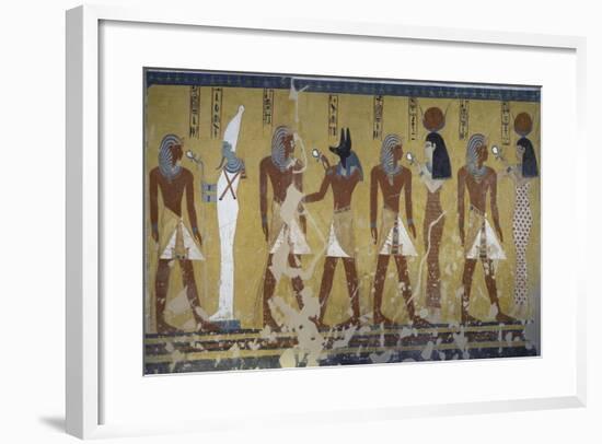 Egypt, Tomb of Thutmose IV, Mural Painting of Adoration of the Gods Osiris, Anubis and Isis-null-Framed Giclee Print