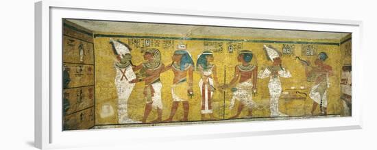 Egypt, Tomb of Tutankhamen, Mural Paintings of Pharaoh and Ka Meeting Osiris-null-Framed Giclee Print