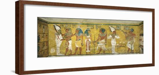 Egypt, Tomb of Tutankhamen, Mural Paintings of Pharaoh and Ka Meeting Osiris-null-Framed Giclee Print